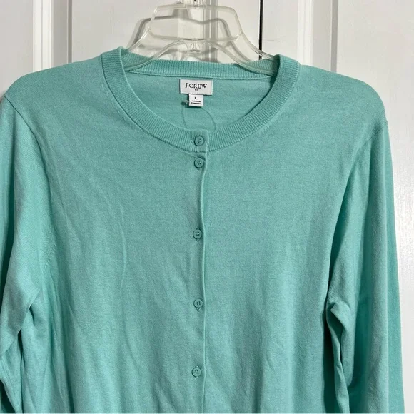 J. Crew Green Long Sleeves Cardigan Sweater Classic Knit Size L - Picture 9 of 10